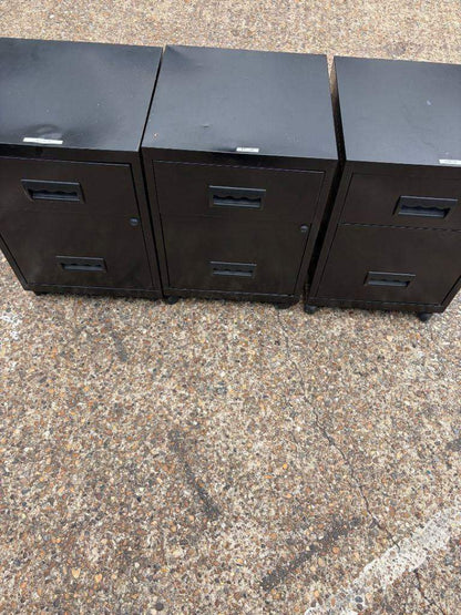 Second hand 2 drawer black pedestal under desk drawer office storage