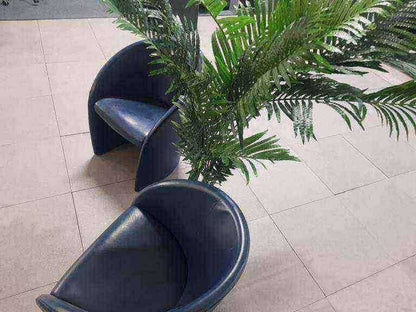 Used reception vintage armchairs - Blue leather Poltrona Frau style £90 each