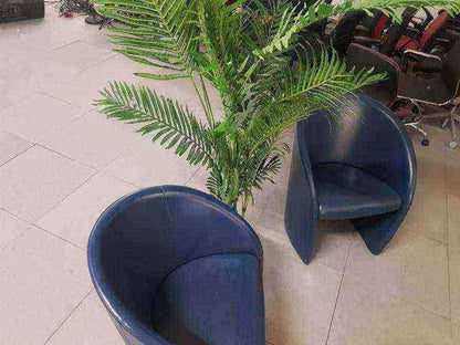 Used reception vintage armchairs - Blue leather Poltrona Frau style £90 each