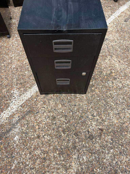 Used black 3 drawer under desk unit office storage