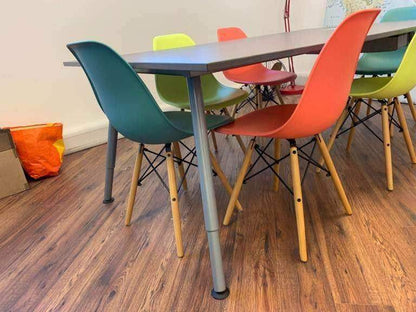Used office Ikea bekant boardroom conference table and chairs 196cm x 110cm.  £299