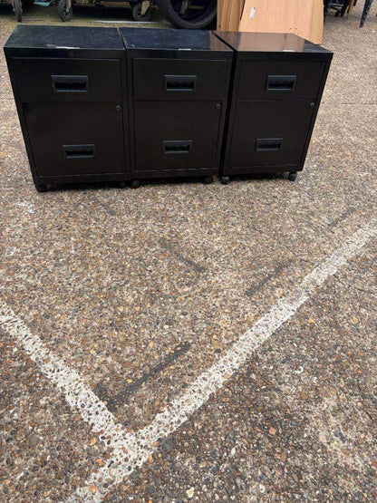 Second hand 2 drawer black pedestal under desk drawer office storage