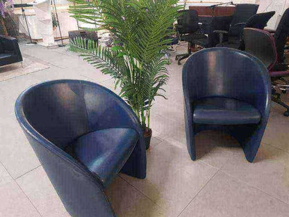 Used reception vintage armchairs - Blue leather Poltrona Frau style £90 each