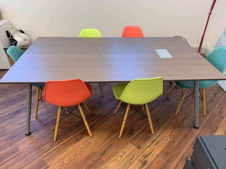 Used office Ikea bekant boardroom conference table and chairs 196cm x 110cm.  £299
