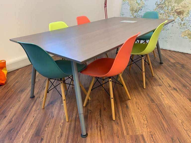 Used office Ikea bekant boardroom conference table and chairs 196cm x 110cm.  £299