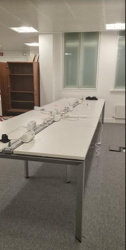 White 10-seater Office Hot desk Solution - 500cm x 110cm