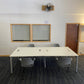 White Bank of 4 Bench Desk 280cm x 160cm