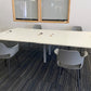 White Bank of 4 Bench Desk 280cm x 160cm
