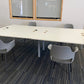 White Bank of 4 Bench Desk 280cm x 160cm