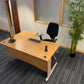 Wood finish L shape Corner Desk 160cm w x 120cm dx 73cm h With Cantilever Metal Legs