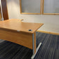 Wood finish L shape Corner Desk 160cm w x 120cm dx 73cm h With Cantilever Metal Legs