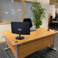 Wood finish L shape Corner Desk 160cm w x 120cm dx 73cm h With Cantilever Metal Legs
