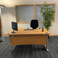 Wood finish L shape Corner Desk 160cm w x 120cm dx 73cm h With Cantilever Metal Legs