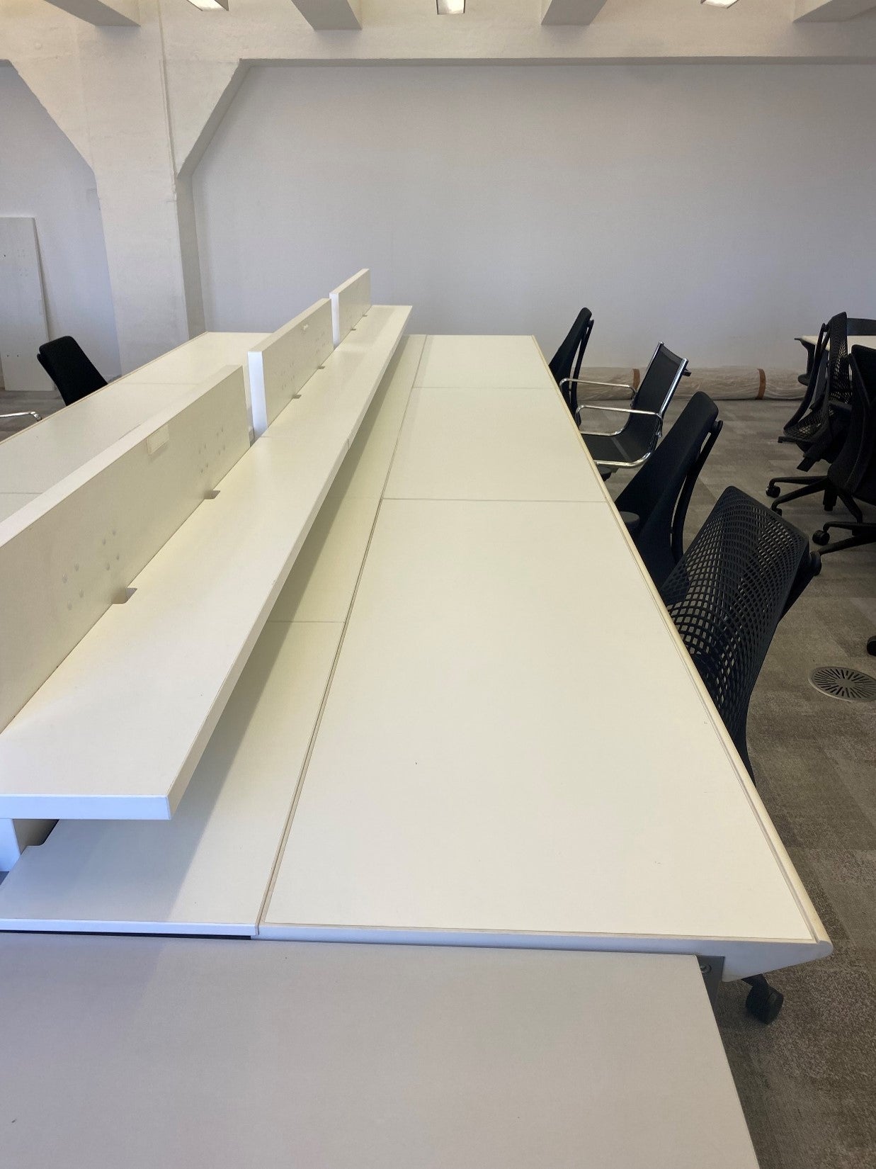 Used Architect Office Hot Desk 6 person in White- 450cm x 186cm
