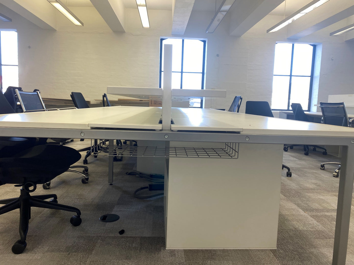 Used Architect Office Hot Desk 6 person in White- 450cm x 186cm
