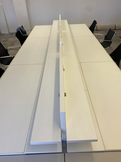 Used Architect Office Hot Desk 6 person in White- 450cm x 186cm