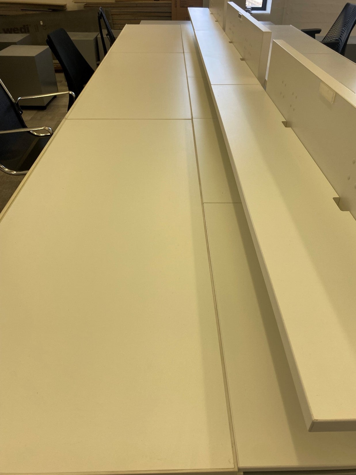 Used Architect Office Hot Desk 6 person in White- 450cm x 186cm