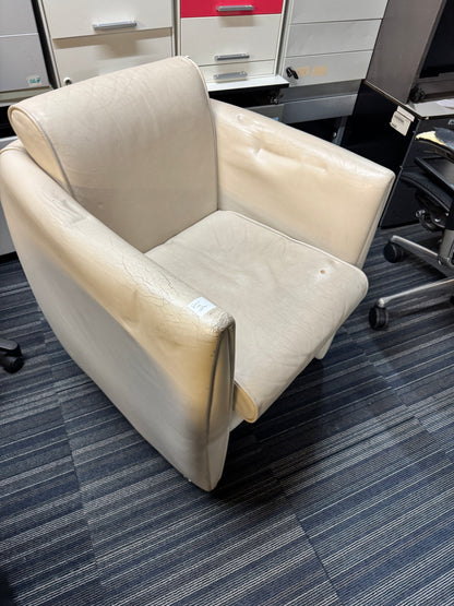 Leather Cream single sofa chair by BOSS