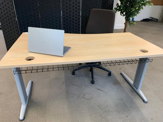 Pre-owned Beech Curved Desks 160cm x 100cm x 80cm (singles or series)