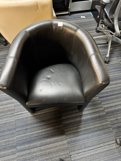Used leather armchair in black
