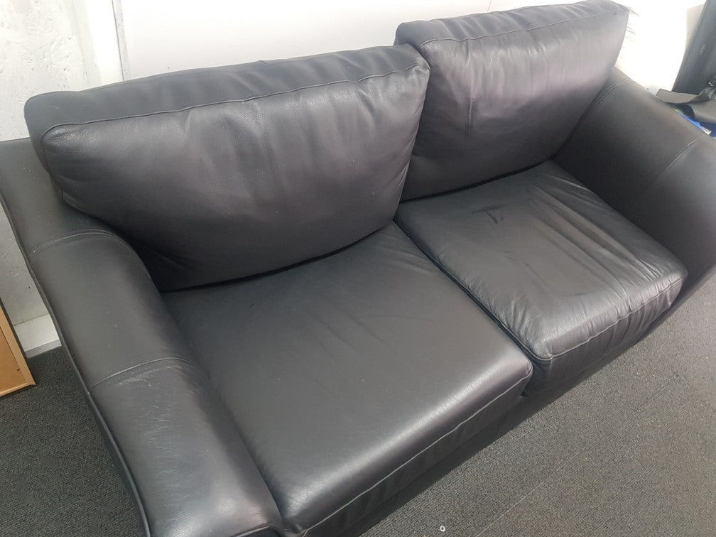 Black Real Genuine 2/3 seater Leather sofa couch