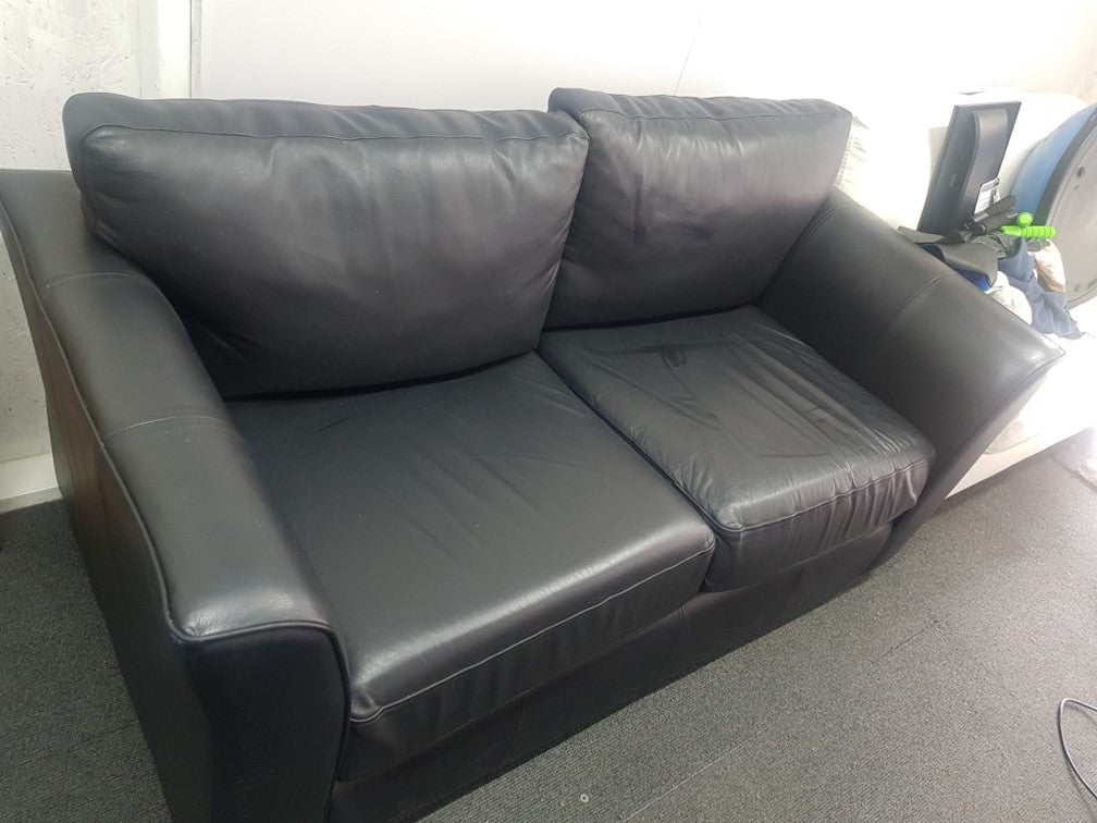 Black Real Genuine 2/3 seater Leather sofa couch