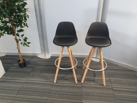 Black stool set dining kitchen breakfast bar stools with padded seat, fixed height