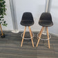 Black stool set dining kitchen breakfast bar stools with padded seat, fixed height