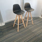 Black stool set dining kitchen breakfast bar stools with padded seat, fixed height