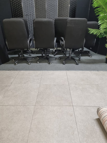 Used swivel chairs upholstered black £45 each