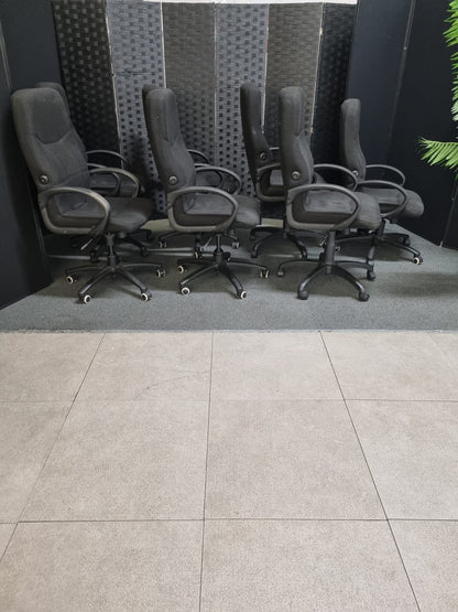 Used swivel chairs upholstered black £45 each