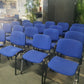 Blue office stacking black frame reception four leg meeting classroom conference chairs