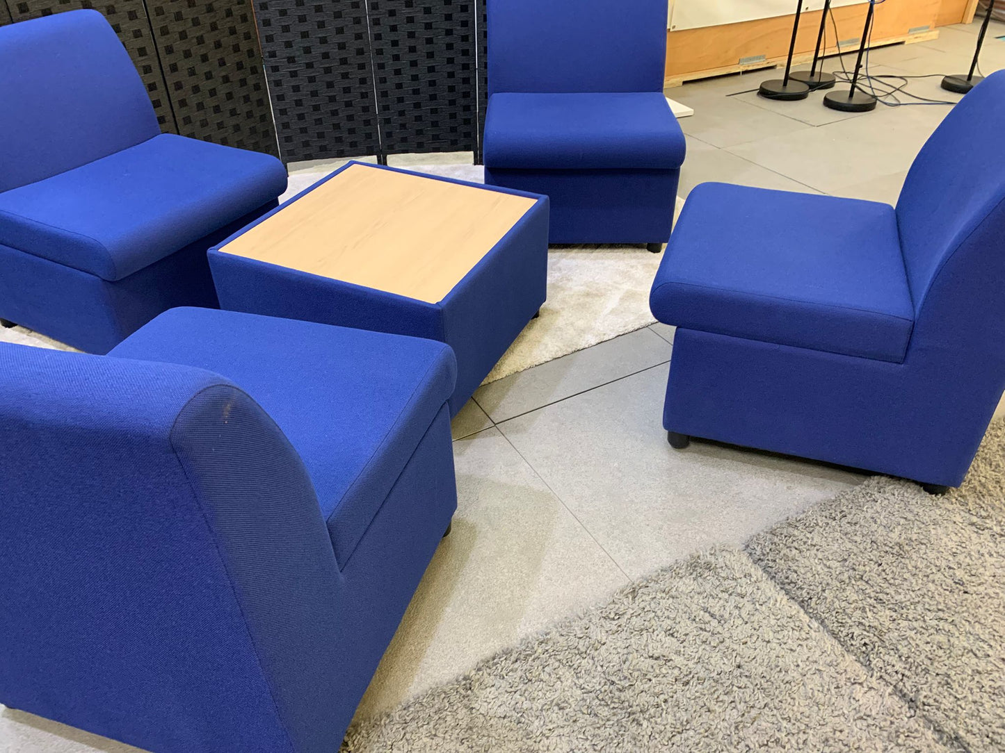 Pre-owned Modula Sofa Chair/s Blue with Coffee Table