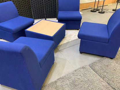 Pre-owned Modula Sofa Chair/s Blue with Coffee Table