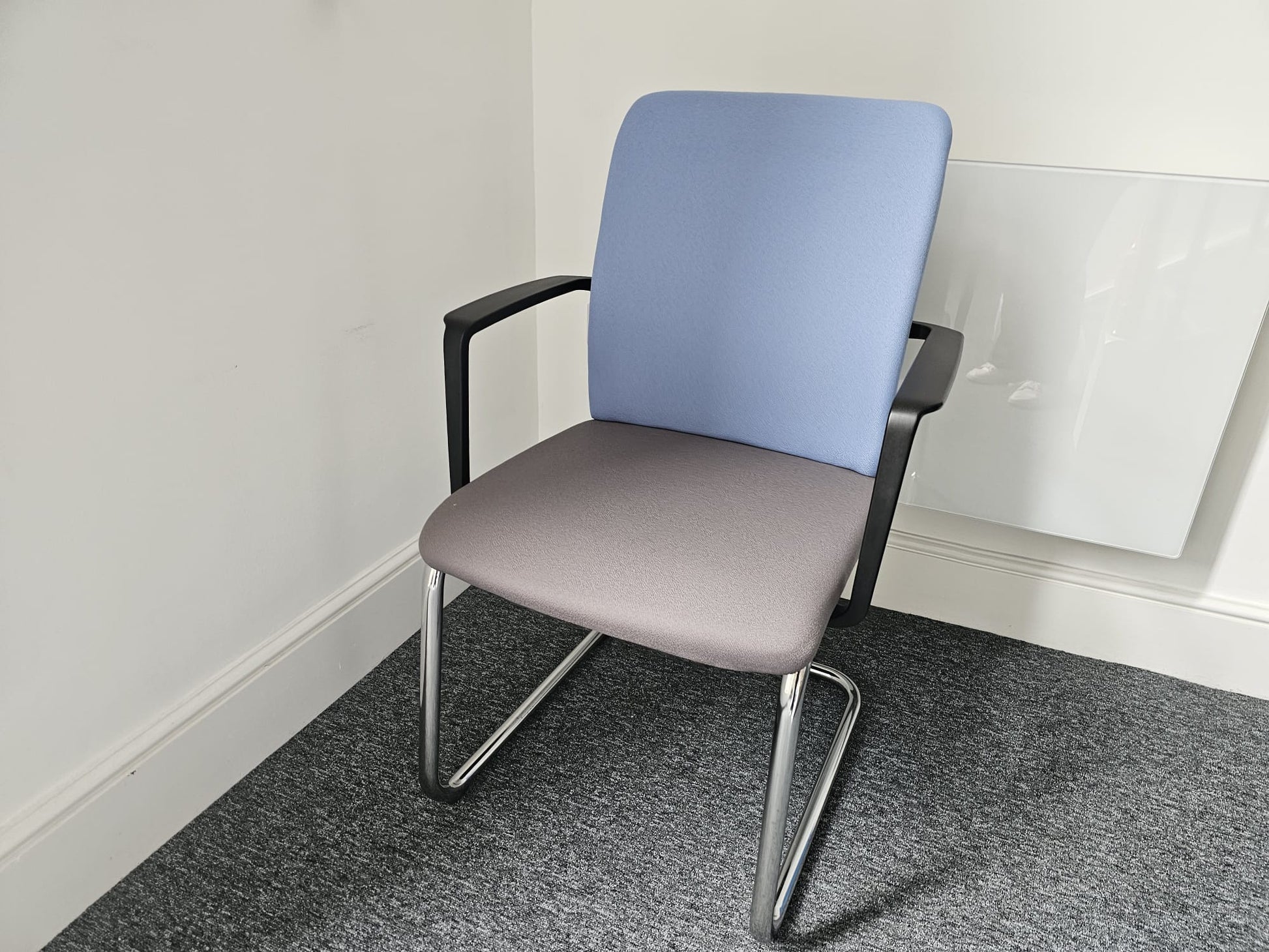 Blue and grey office meeting chairs