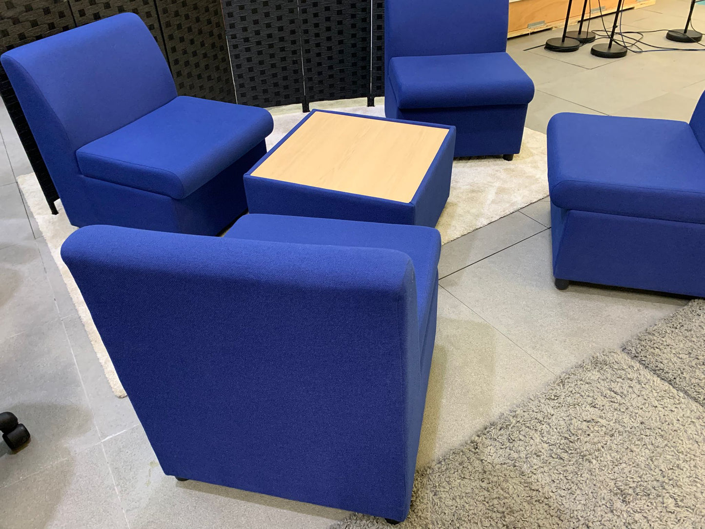 Pre-owned Modula Sofa Chair/s Blue with Coffee Table