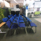 Blue office stacking black frame reception four leg meeting classroom conference chairs