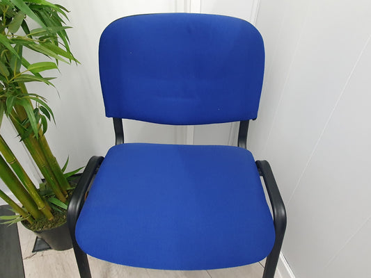 Blue office stacking black frame reception four leg meeting classroom conference chairs