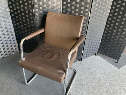 £99 each Quality Brown Leather Office Meeting Chair by Brunner | Conference and Boardroom Chairs