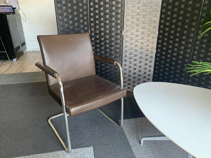 £99 each Quality Brown Leather Office Meeting Chair by Brunner | Conference and Boardroom Chairs