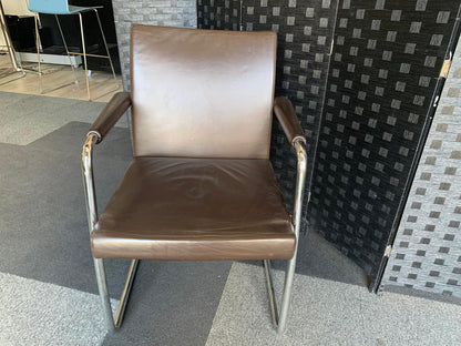 £99 each Quality Brown Leather Office Meeting Chair by Brunner | Conference and Boardroom Chairs