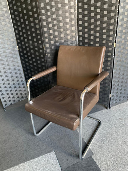 £99 each Quality Brown Leather Office Meeting Chair by Brunner | Conference and Boardroom Chairs