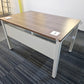 Walnut finish study desk with contrasting white legs and modesty panel 120cm x 80cm