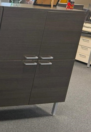 Pre-owned Brown 2 storey office cabinet 4 door 100cm w x 44cm d x 120cm h