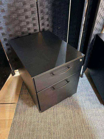 Used office pedestal two drawer black metal H=52cm W=42cm D=54cm