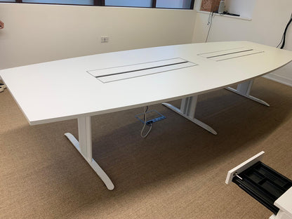Used White Boardroom Conference Meeting Table W 350cm x D 120cm x 73cm H