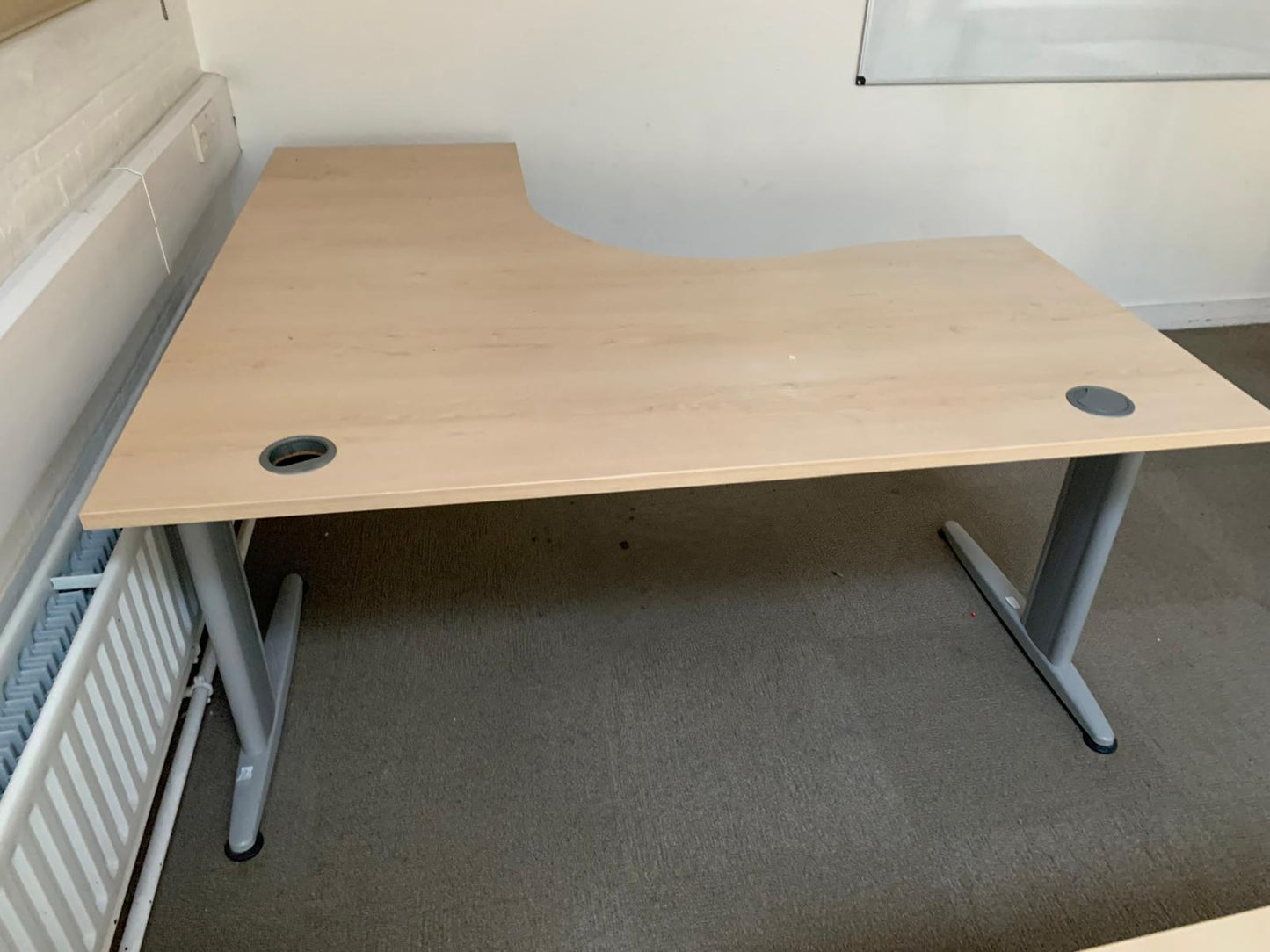 Secondhand Beech Single Curved Desk 140cm x 80cm x 100