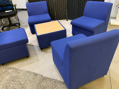 Pre-owned Modula Sofa Chair/s Blue with Coffee Table