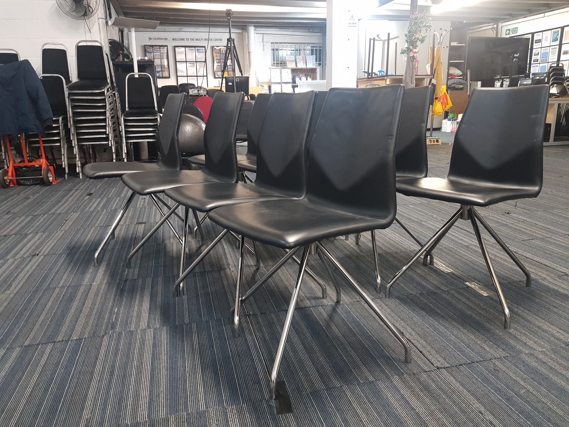 Black Stick Office Chairs in leather 