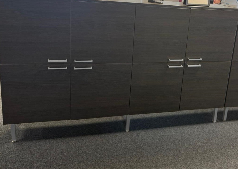 Pre-owned Brown 2 storey extra long office cabinet 8 door 200cm w x 44cm d x 120cm h